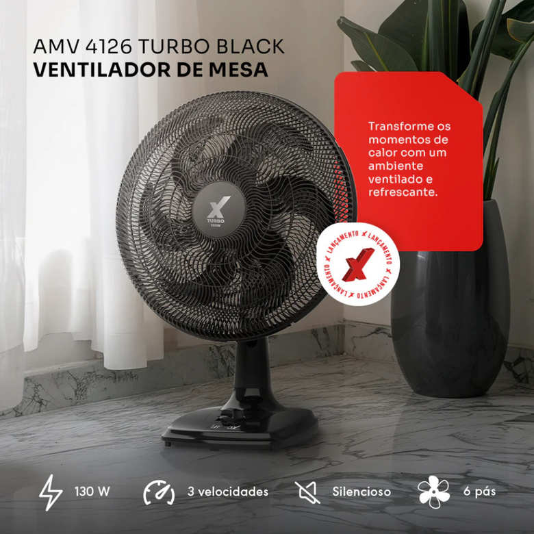 Ventilador de Mesa Amvox AMV4126 50cm 6 Pás