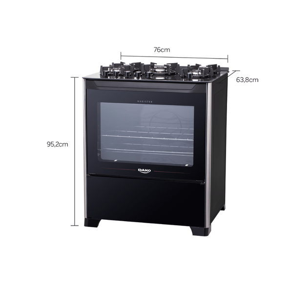 Fogão 5 Bocas com Mesa de Vidro Automático  Magister Dako