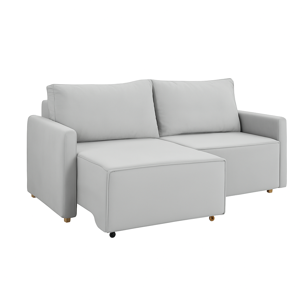 Sofá Retrátil 03 Lugares Monza Marquês Estofados - VELUDO GRANITO  CINZA