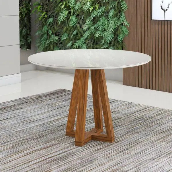 Mesa de Jantar Redonda 90x90 Livia Sonetto - OFF WHITE