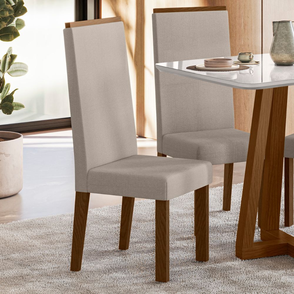 Conjunto 2 Cadeiras Linho Livia Sonetto - AMBAR/ OFF WHITE