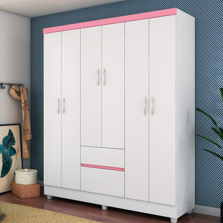 Guarda-Roupa Casal 6 Portas 2 Gavetas Flash Demóbile