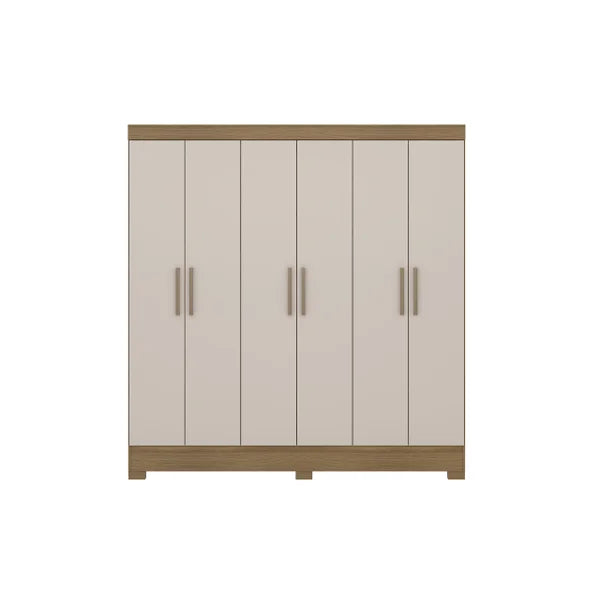 Guarda-Roupa Casal 6 Portas 3 gavetas Prático Demóbile - AMENDOLA /OFF WHITE
