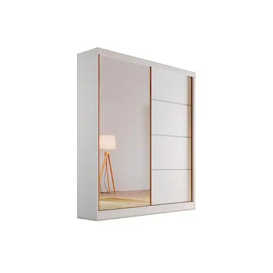 Guarda-Roupa 2 Portas Solteiro Búzios Bianchi com Espelho - BRANCO