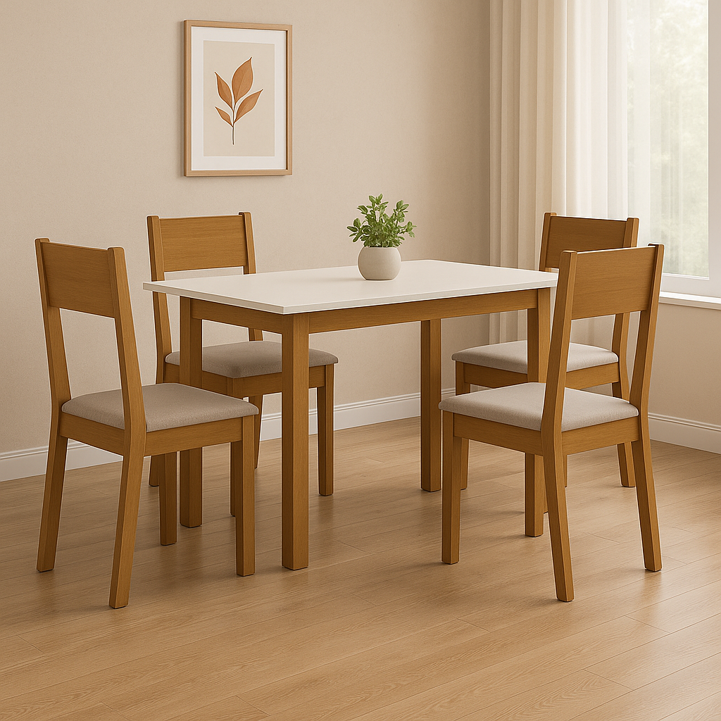 Mesa de Jantar Bellagio Retangular 108cm Poliman Com 4 Cadeiras Karla Indeks