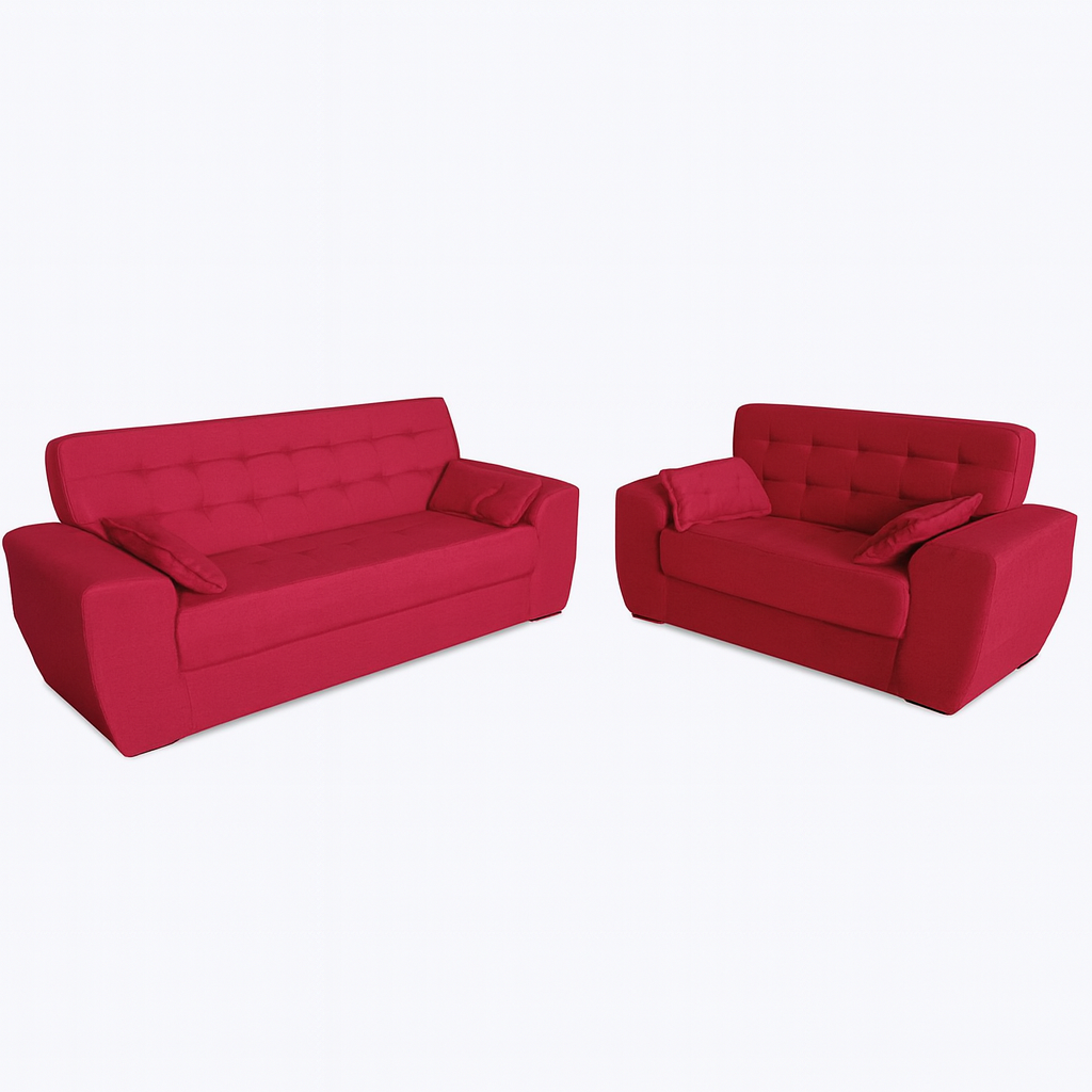 Conjunto de Sofás 3 e 2 Lugares Berlim Masterflex - PENA VERMELHO