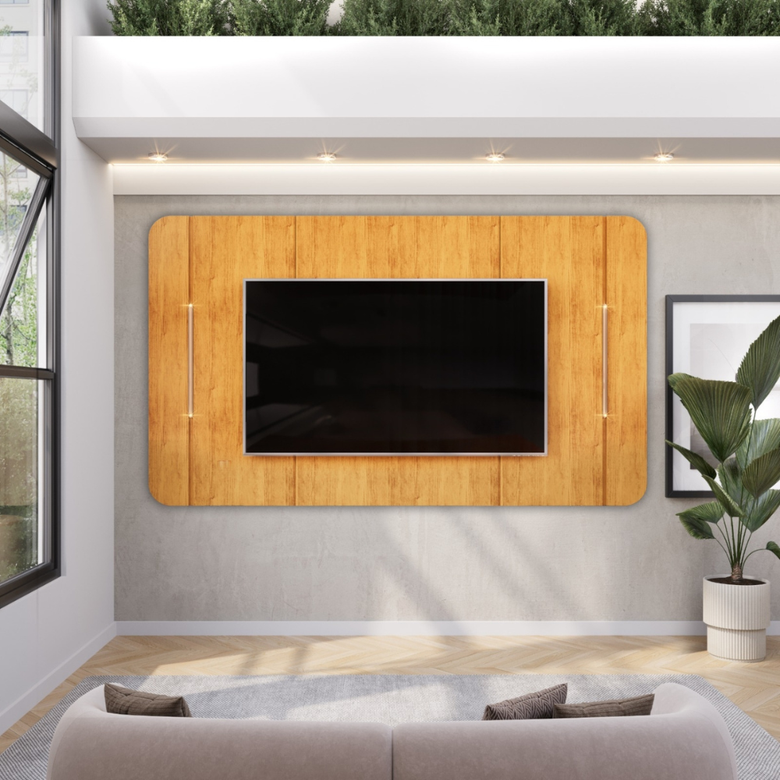 Painel Para Tv Até "75" Luminárias LED Areta Dj Móveis