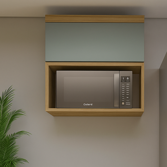 Armario Aéreo Micro 1 Porta Basculante 80 Cm MDF Marquesa Nesher - NATURE/VERDE