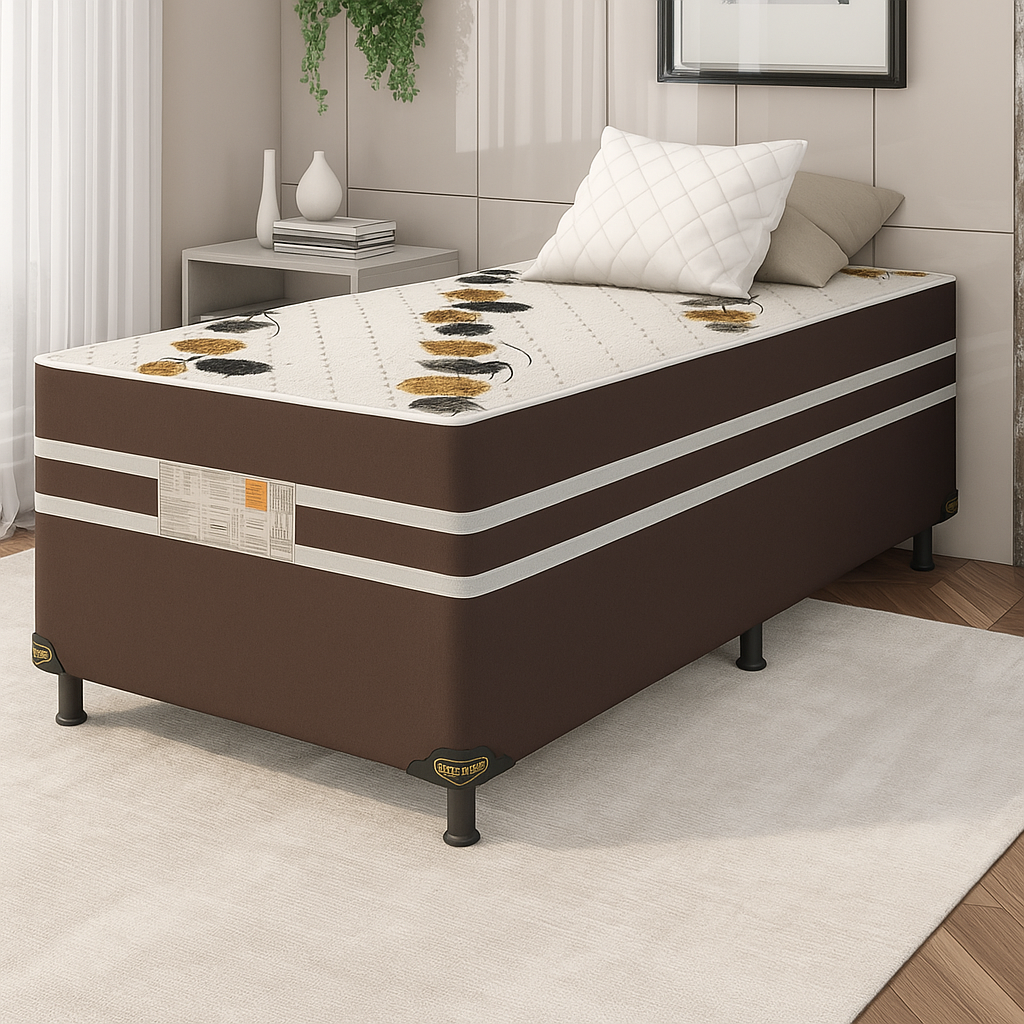 Cama Box Solteiro Conjugada 88x53  Confort Max  Bacetto - MARROM