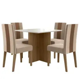 Conjunto Mesa de Jantar 90cm Helo com 4 Cadeiras Linea Poliman