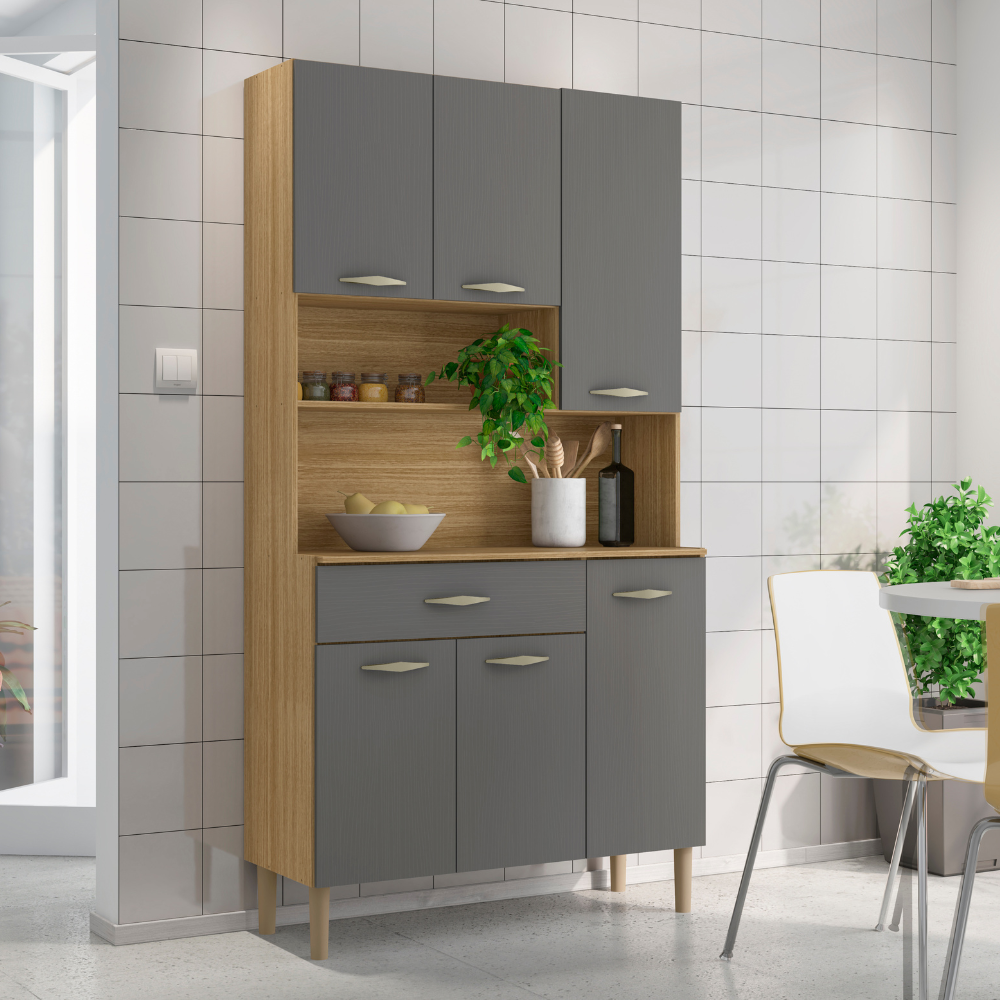 Armário de Cozinha 6 Portas 1 Gaveta Apolo Kits Paraná - FREIJO SOFT