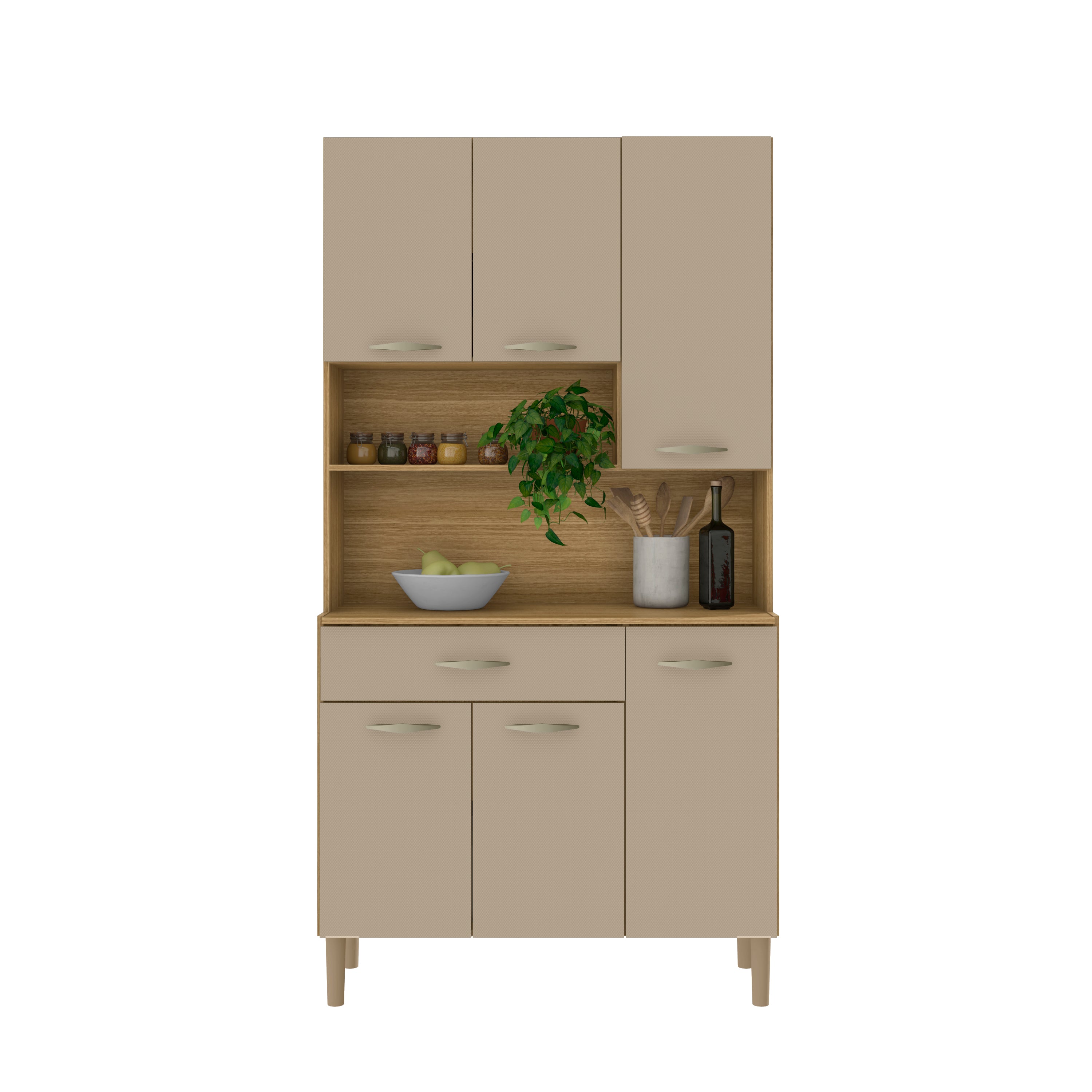 Armário de Cozinha 6 Portas 1 Gaveta Apolo Kits Paraná - FREIJO/VANILLA