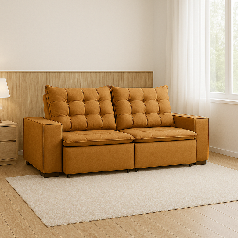 Sofá Retrátil e Reclinável 3 Lugares Chicago Veludo  Marquês Estofados