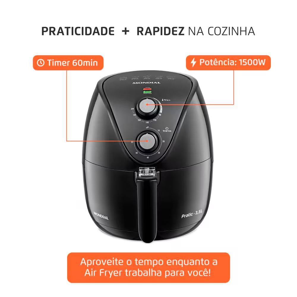 Fritadeira Elétrica Air Fryer Mondial 3,5 Litros AF35-BF