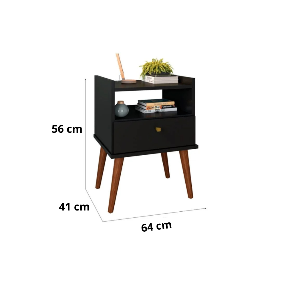 Kit 2 Unidades Mesa De Cabeceira 1 Gaveta Aroma Fiorello