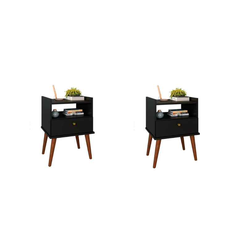 Kit 2 Unidades Mesa De Cabeceira 1 Gaveta Aroma Fiorello