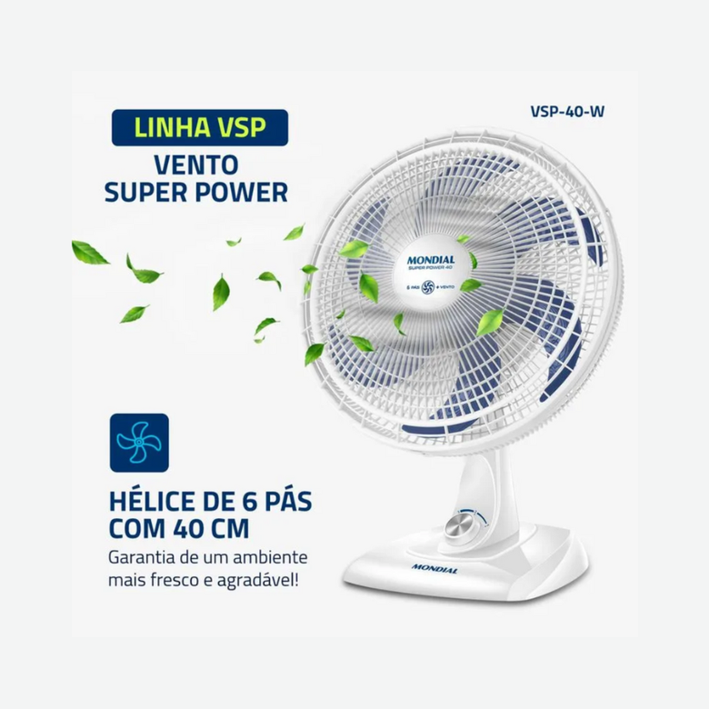 Ventilador de Mesa Mondial VSP-40-W 40cm 6 Pás