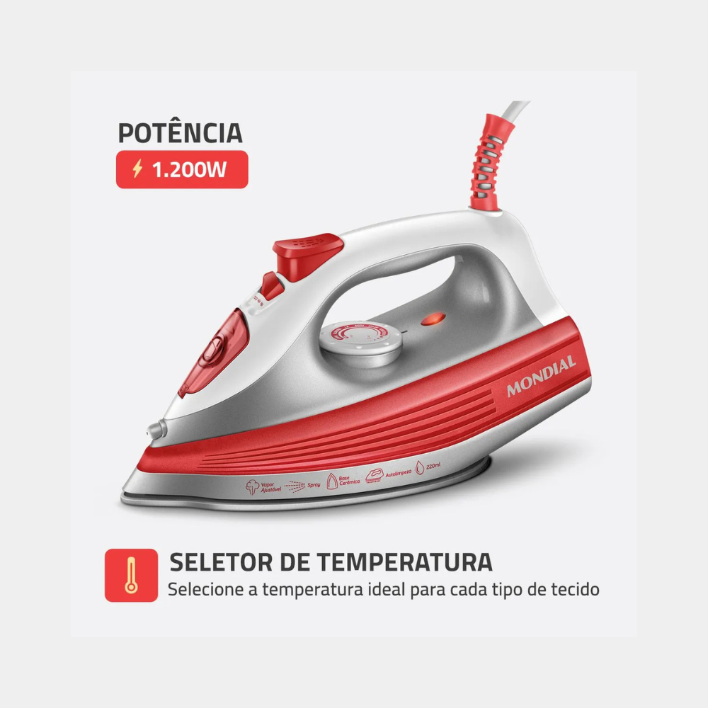 Ferro a Vapor Mondial FVN-01-O