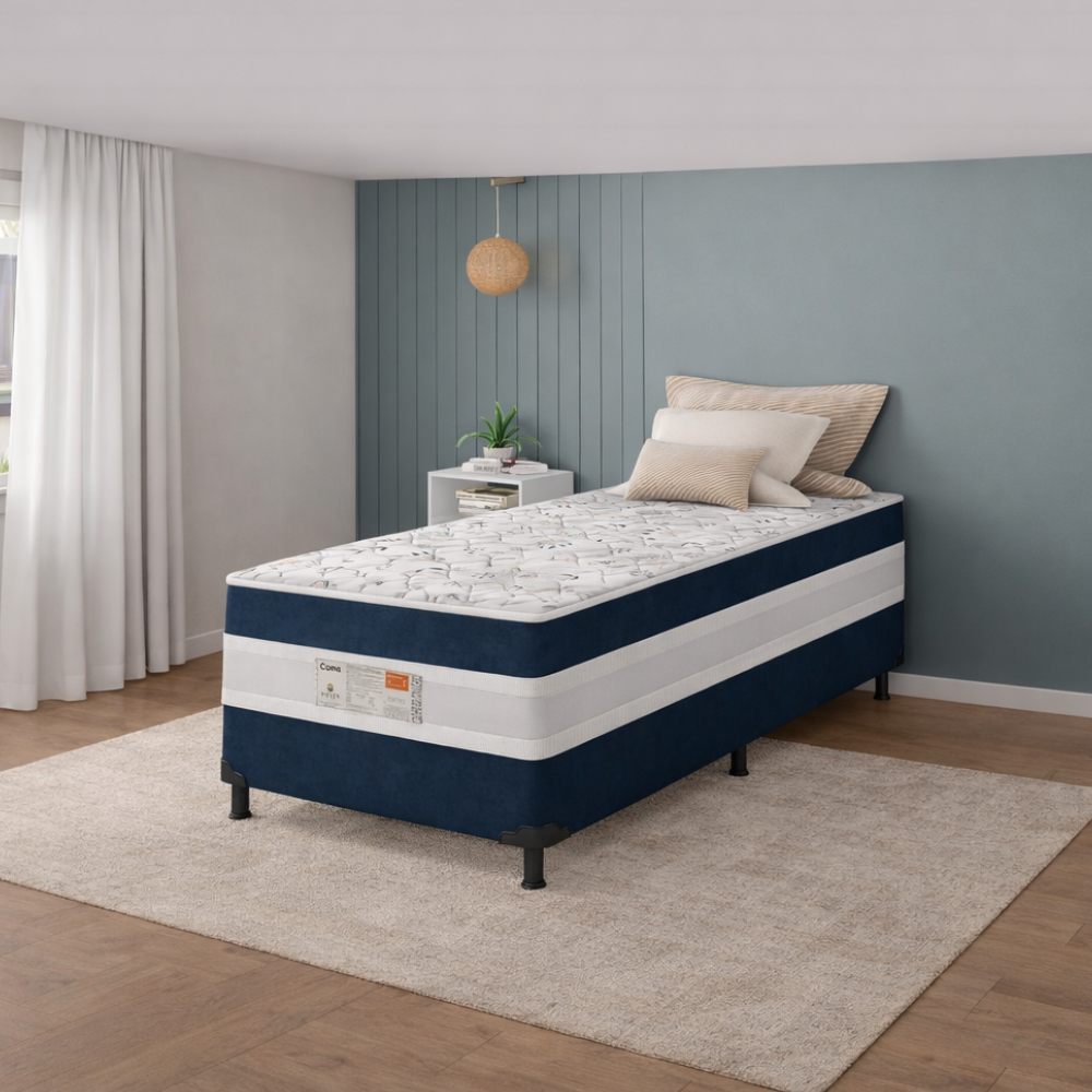 Cama Box Solteiro Conjugada D28 88x188x53cm Ortomedic Bacetto - PRETO