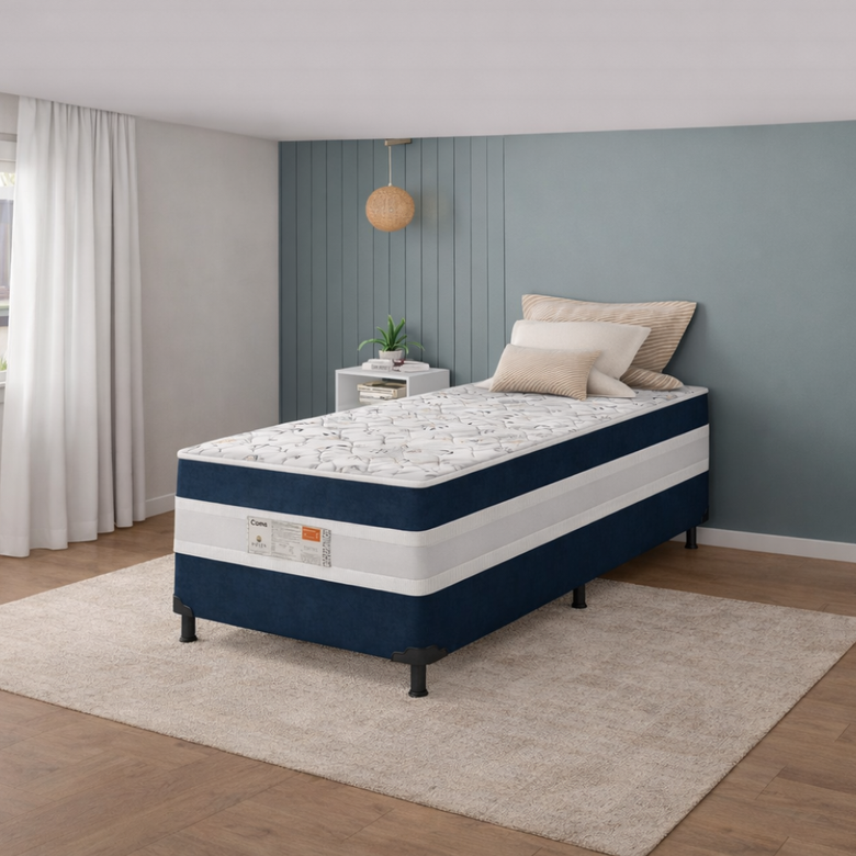 Cama Box Solteiro Conjugada D28 88x188x53cm Ortomedic Bacetto