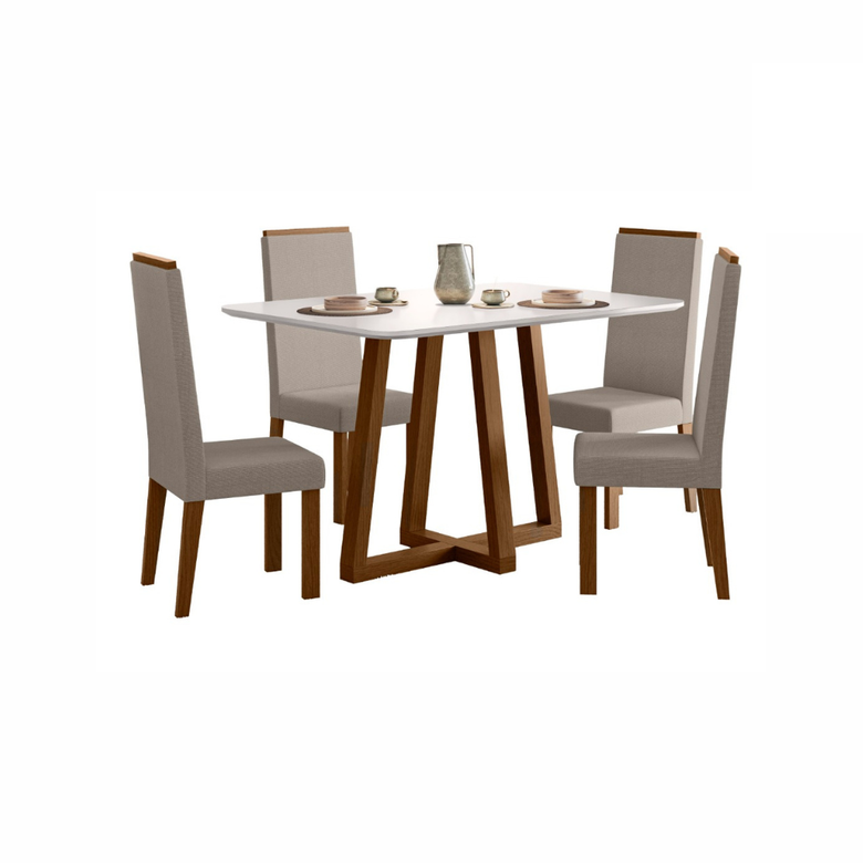 Conjunto de Mesa de Jantar 120x90cm Retangular com 4 Cadeiras Livia Sonetto