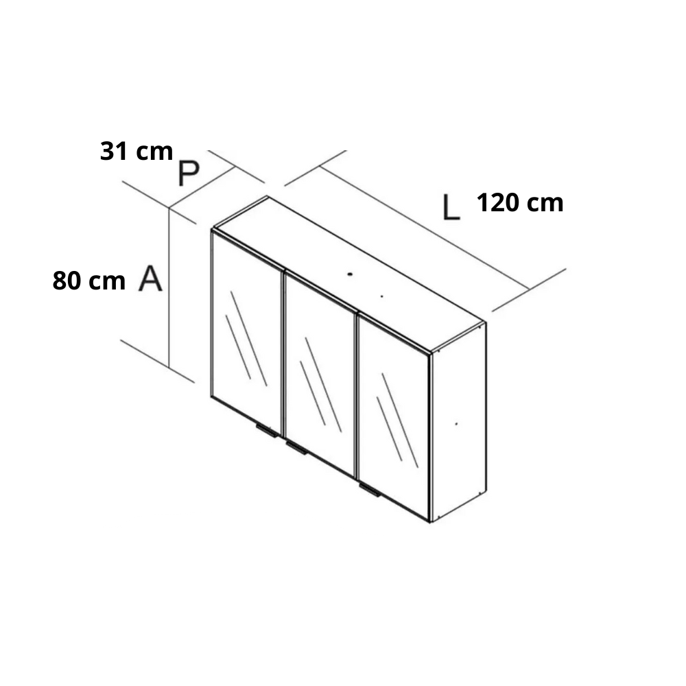 Armário aéreo 120cm 3 Portas Lúmina Itatiaia