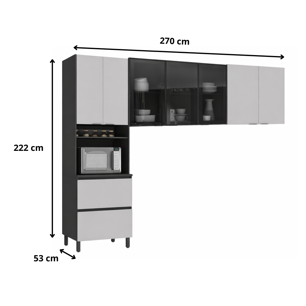 Cozinha Modulada 3 Peças 7 Portas Lumina Itatiaia