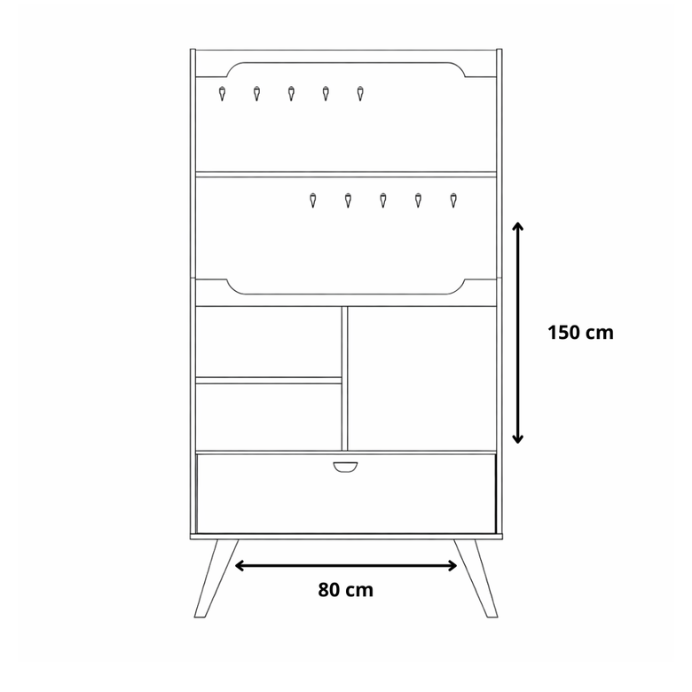 Aparador Cantinho Do Café Rubi Ripado 1 Gaveta Lukaliam