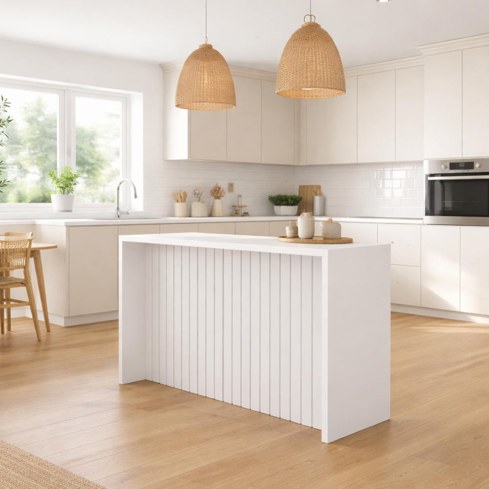 Bancada Ilha de Cozinha Ripado 120 cm Bella Carraro - BRANCO