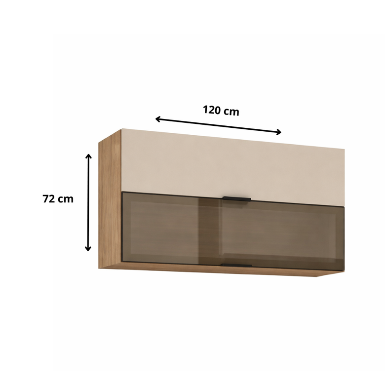 Armário Aéreo  2 Portas Basculantes 1 com Vidro 120 cm Aluminum  Kits Paraná