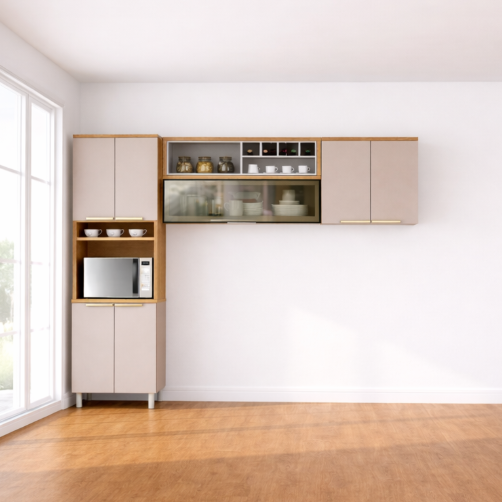 Cozinha Modulada 3 Peças 7 Portas New Porto Itatiaia - OFF WHITE