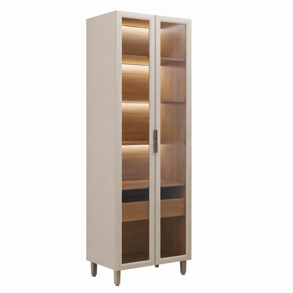 Cristaleira Allure 2 Portas 70cm Linea - JEQUITIBA/GRIS FOSCO