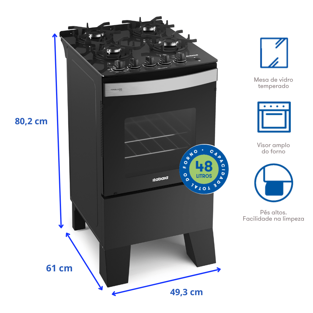 Fogão 4 bocas automático Itaglass Itatiaia