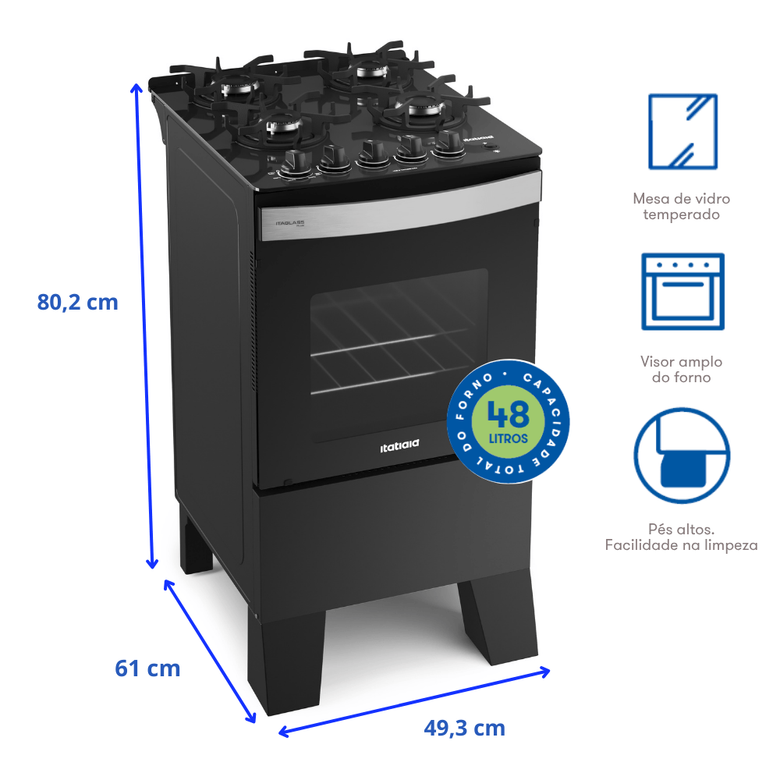 Fogão 4 bocas automático Itaglass Itatiaia