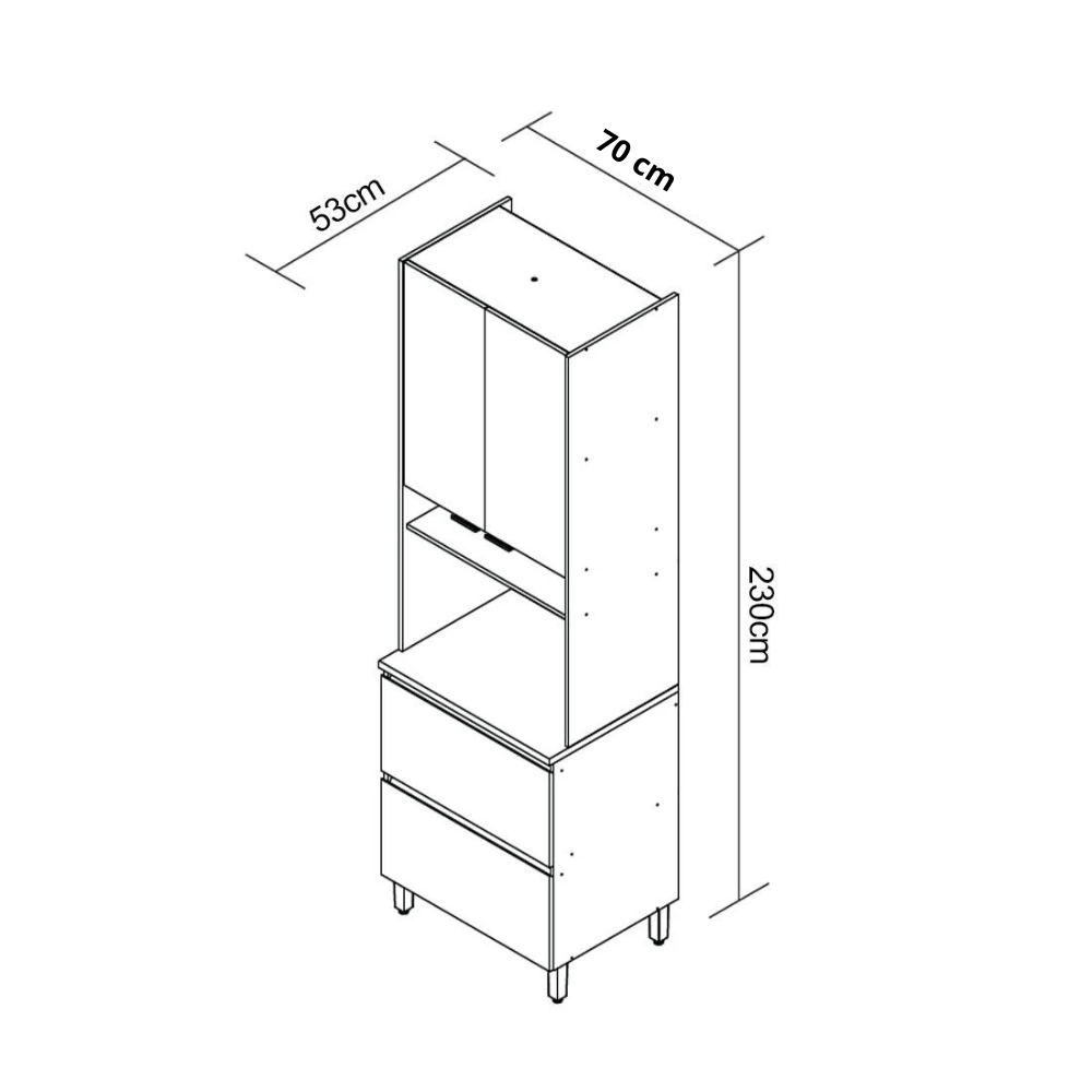 Paneleiro 70 cm 2 Portas 1 Gaveta Lumina Itatiaia