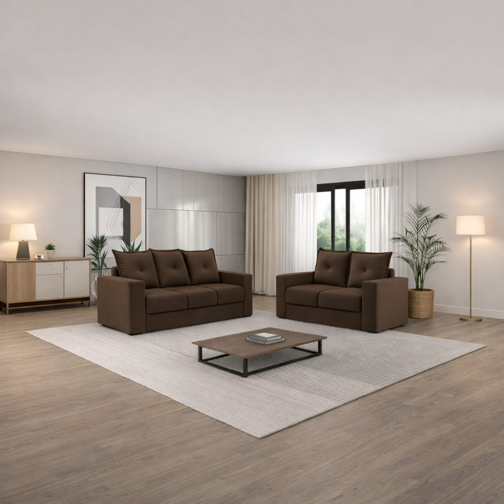 Conjunto de Sofá 3x2 Lugares Santa Catarina Bacetto - MARROM