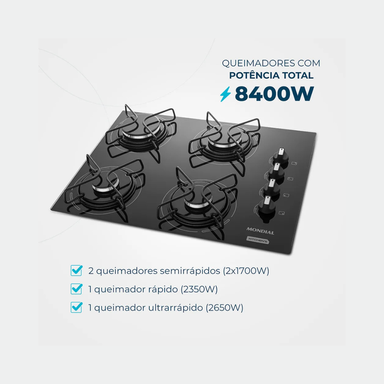Cooktop a Gás 4 Bocas Mondial CTG-01