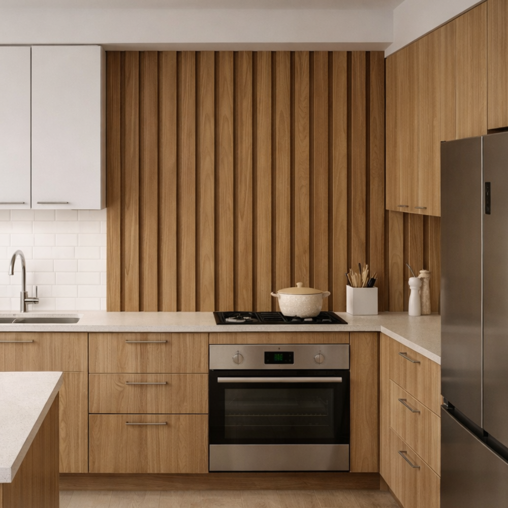 Painel Ripado Cozinha 80cm Mgm - FREIJO