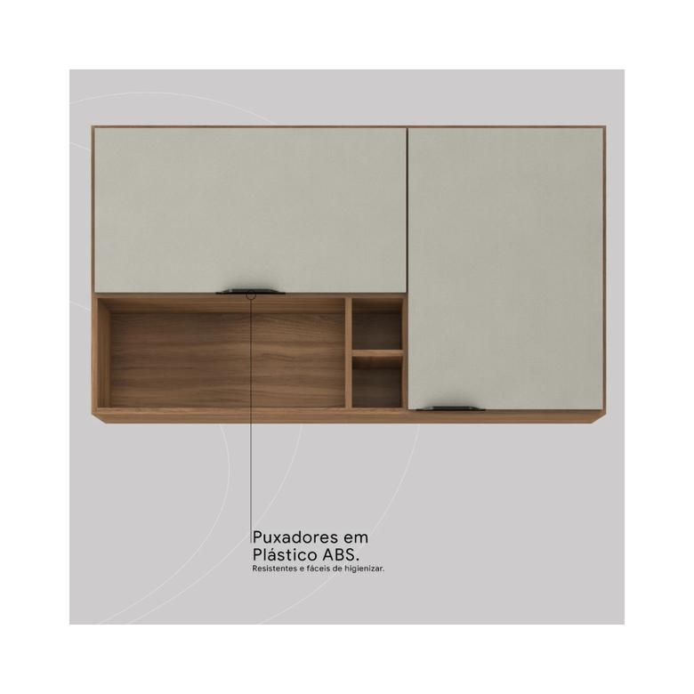 Armário Aéreo 120cm 2 Portas com Nichos Firenze Demóbile