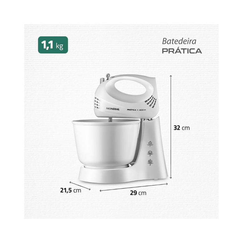 Batedeira Mondial Pratica Vermelha 400W B-44