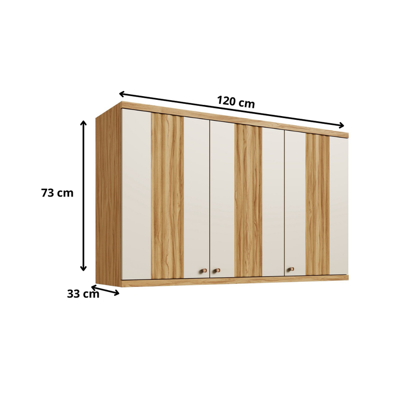 Armário Aéreo 3 Portas 120 Cm Canelado Sauvignon Ronipa
