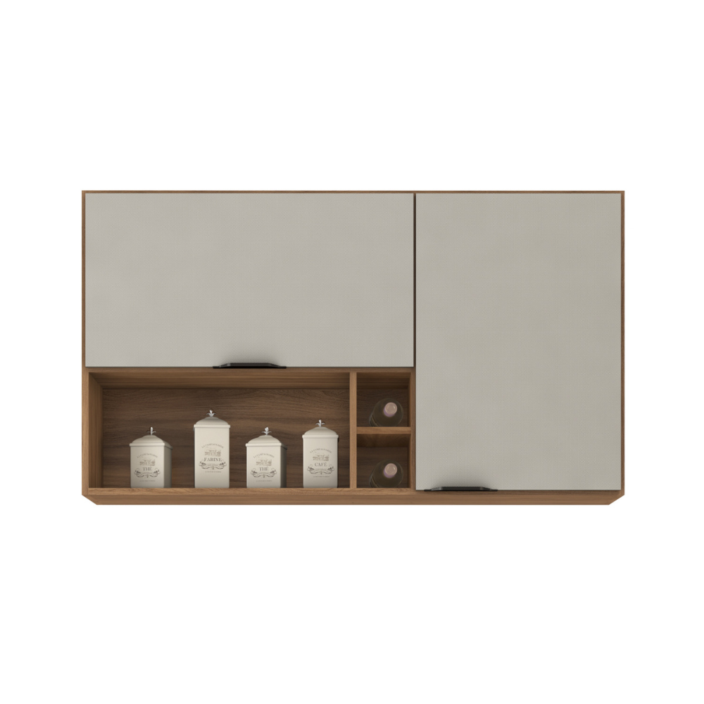 Armário Aéreo 120cm 2 Portas com Nichos Firenze Demóbile - AMENDOLA/ NUDE PRIME TX