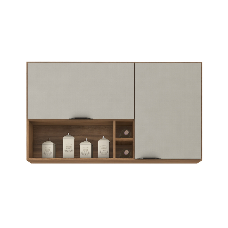 Armário Aéreo 120cm 2 Portas com Nichos Firenze Demóbile