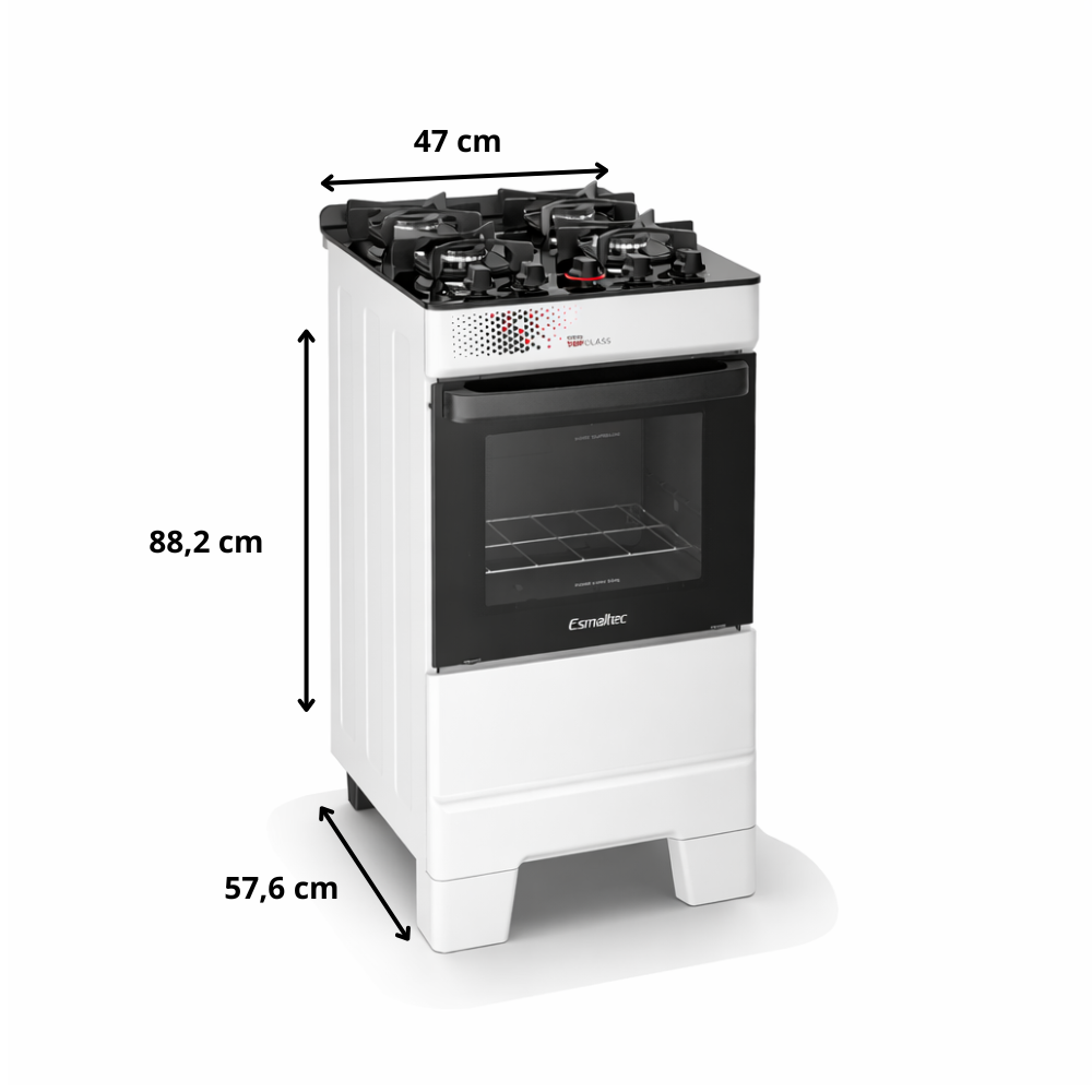 Fogão 4 Bocas Ideal Top Glass Acendimento Manual Esmaltec