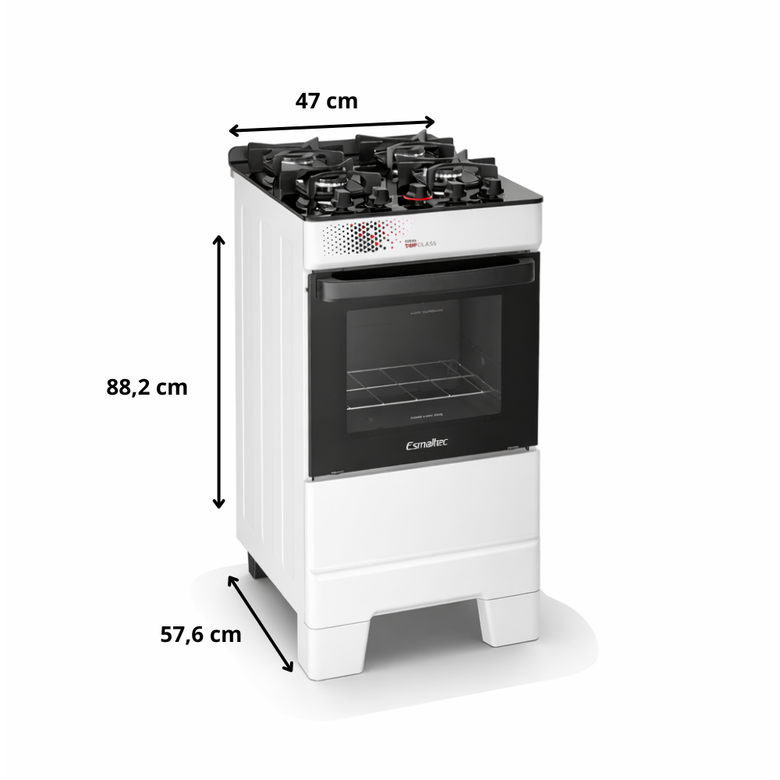 Fogão 4 Bocas Ideal Top Glass Acendimento Manual Esmaltec