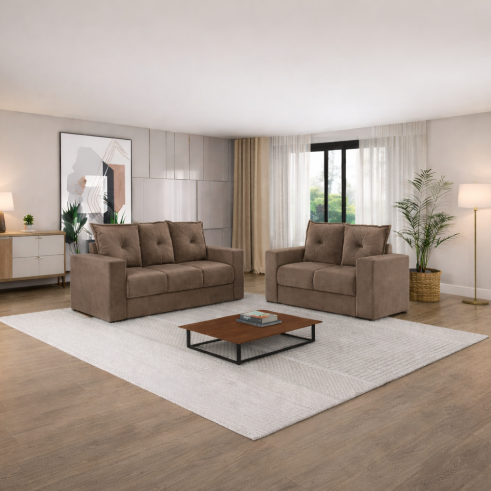 Conjunto de Sofá 3x2 Lugares Santa Catarina Bacetto - BEGE