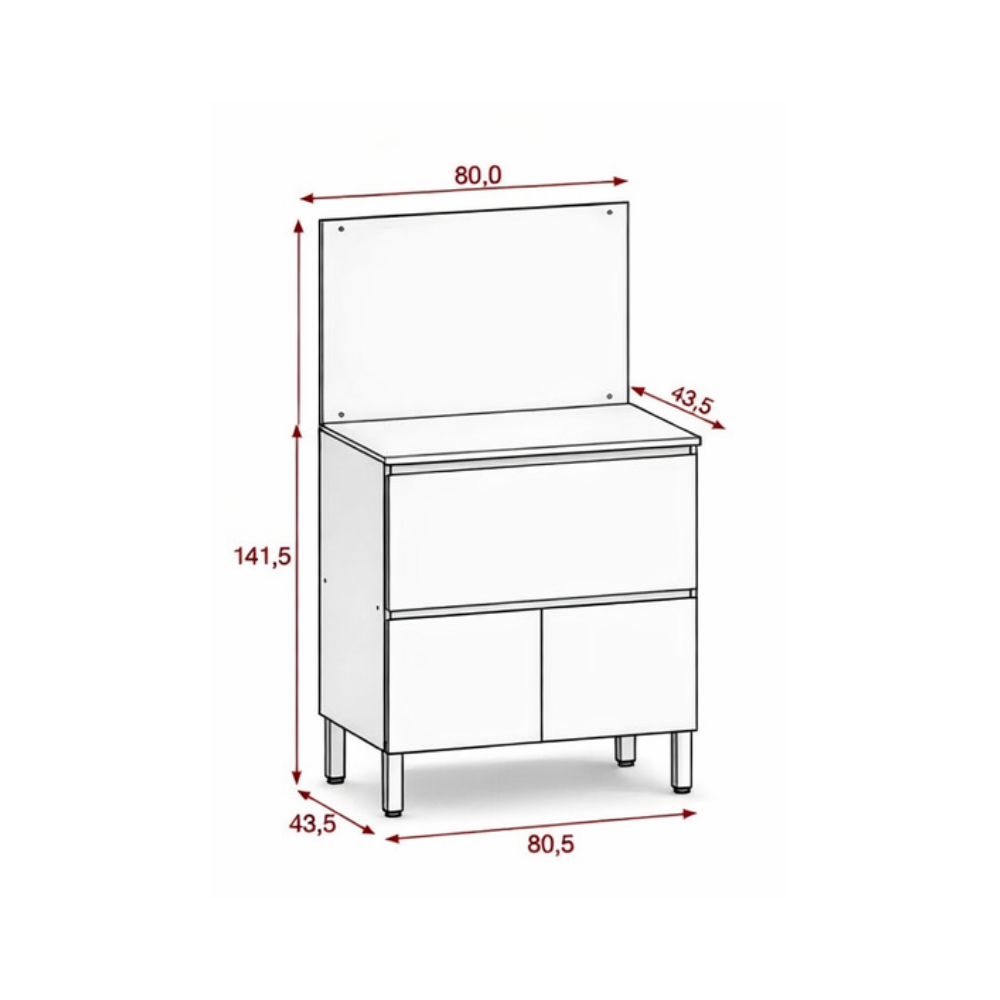 Balcão 1 Gaveta 1 Porta Com Tampo 80cm Art Kits Paraná