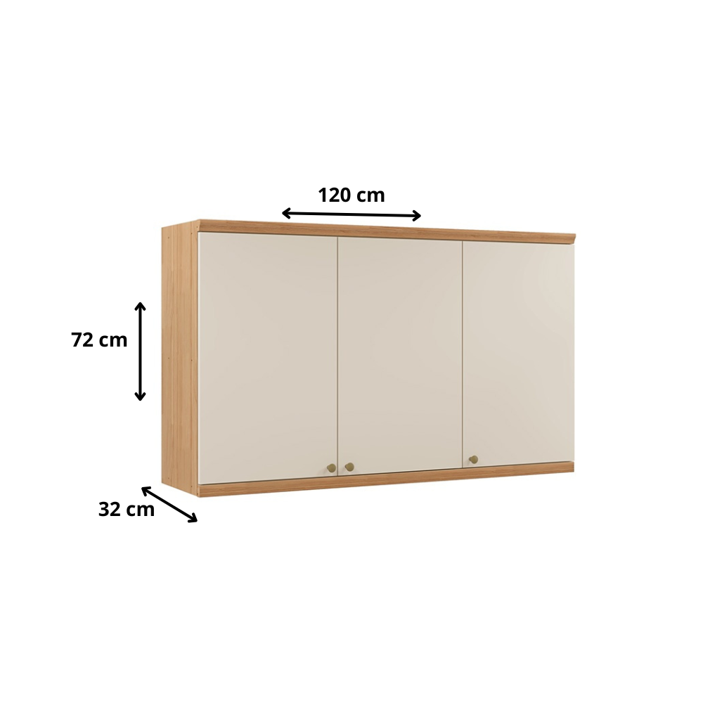 Armário Aéreo 3 Portas 120cm Selene Linea