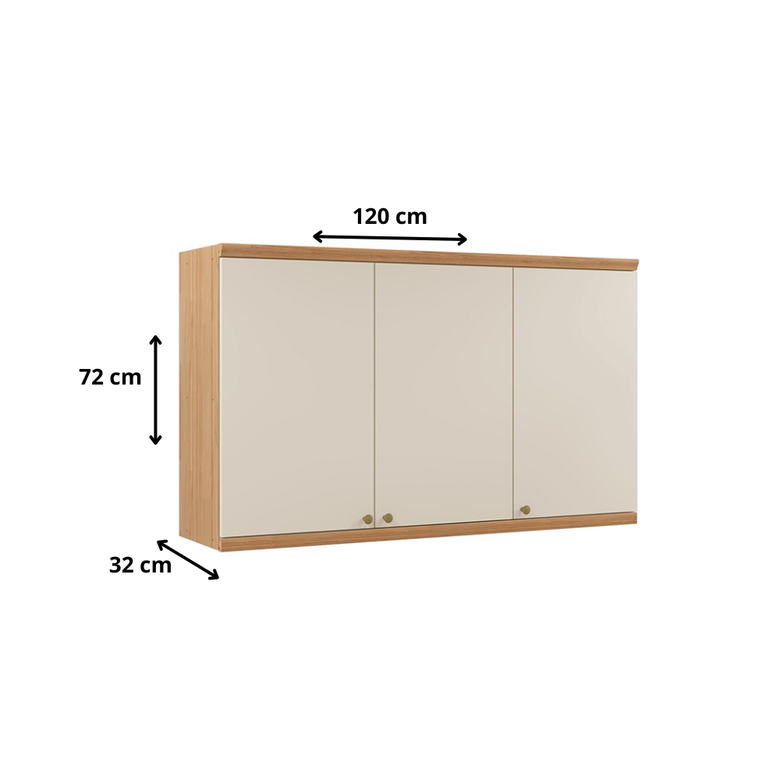 Armário Aéreo 3 Portas 120cm Selene Linea