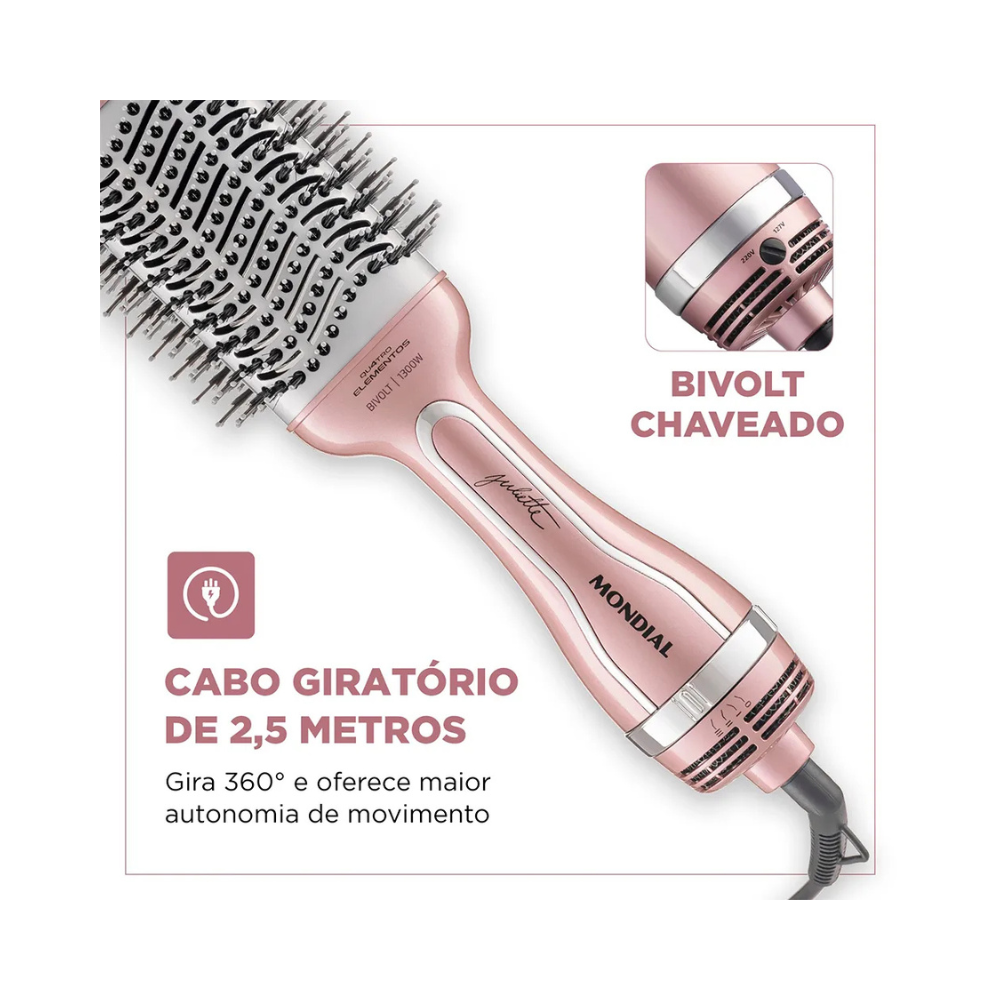 Escova Secadora By Juliette Mondial Golden Rose ES-JU-01